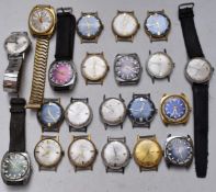 Twenty-one Leeson gentleman's wristwatches with stainless steel and gold plated cases, some with