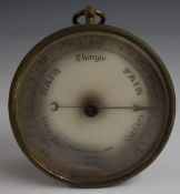 Negretti and Zambra brass cased aneroid barometer with silver dial marked 17756, diameter 12.5cm