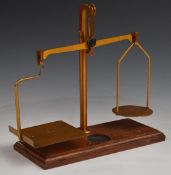 Victorian or early 20thC De Grave Short & Co. GPO postage scales on wooden base, H25cm
