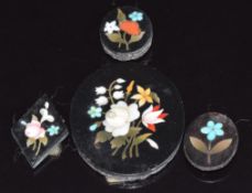 Four pietra dura plaques, largest 3.3 x 2.6cm