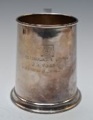 Elizabeth II hallmarked silver pint tankard, of plain tapering form, Sheffield 1974 maker