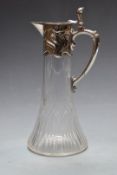 WMF cut glass claret jug with silver plated mount, H29cm