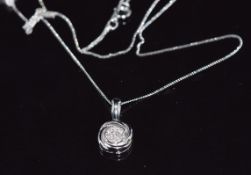 A 9ct white gold pendant set with diamonds, on 9ct white gold chain, 1.8g