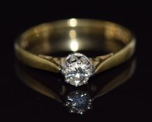 An 18ct gold ring set with a diamond of approximately 0.2ct, 2.4g, size M
