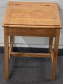Early 20thC pine child's / school desk with lift up writing surface, W06 x D60 x H76
