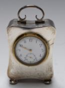 George V hallmarked silver cased miniature dressing table clock, Birmingham 1911, maker Henry