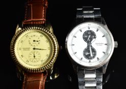 Two gentleman's chronograph wristwatches Sekonda ref. 3454 with luminous hands, white 'panda'