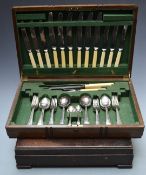 Two six place setting Mappin & Webb canteens of cutlery, width of larger canteen 46cm