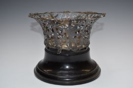 Edward VII hallmarked silver pierced basket with decoration of birds and horses, London 1908,