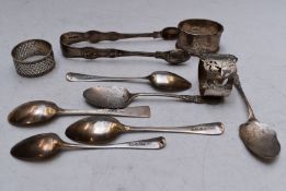 Six hallmarked silver spoons including a pair of Victorian George Unite jam spoons, pair of