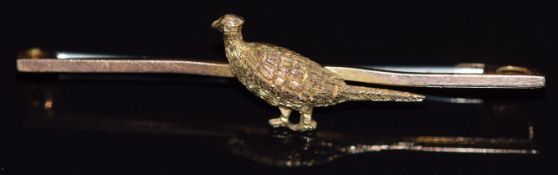 A 9ct gold brooch in the form of a pheasant, in original box, 1.5g