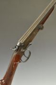 Belgian .410 folding side by side hammer action poacher's shotgun with chequered grip and forend,