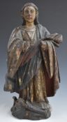 18th/19thC continental painted and gilt carved wooden figure, possibly ecclesiastical, H49cm