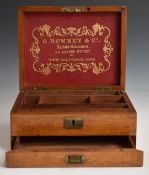 G. Rowney Victorian or early 20thC oak artist's box with names of colours to lift out tray and