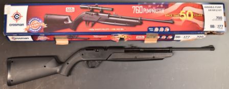 Crosman 760 Pumpmaster .177 air rifle with semi-pistol grip and adjustable sights, unused in