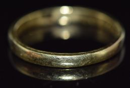 A yellow metal wedding band/ ring, 2.4g, size K