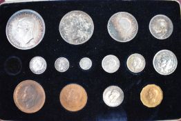 1937 Royal Mint George VI cased silver proof specimen coin set, missing one coin but includes