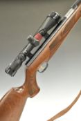 Weihrauch HW97K .22 air rifle with chequered semi-pistol grip, raised cheek piece, adjustable gilt