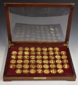 Cased set of gold plated bronze medallions 