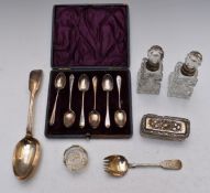 Cased set of six hallmarked silver teaspoons, William IV fiddle pattern hallmarked silver