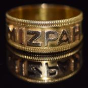 Edwardian 18ct gold Mizpah ring, Birmingham 1901, 4.7g, size M