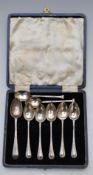Eight hallmarked silver teaspoons including a bottom marked example with SA maker's mark, likely for