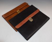 Two designer leather document folders with fitted interiors, one Jean Jacques, Monte Carlo the other