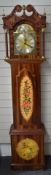 Late 20thC grandmother longcase clock in lacquered marquetry decorated case, with German three train