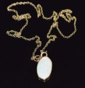 A 9ct gold pendant set with an opal, on 9ct gold chain, 4.4g