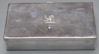 Silver plated sandwich box with suspension loop, maker James Dixon & Sons, W14.5 x D8.5 x H3cm