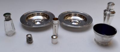 Pair of feature hallmarked silver pin dishes, one Asprey the other Mappin & Webb, hallmarked