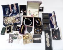 A collection of costume jewellery including necklaces, bracelets, etc