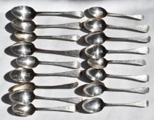 Seventeen Georgian bright cut hallmarked silver teaspoons, various dates and makers including some
