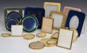 Photograph and portrait miniature frames to include three circular enamel examples, one with