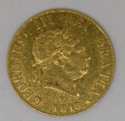 1818 George III gold half sovereign, shield reverse, EF