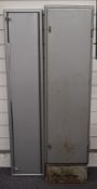 Two gun or ammunition cabinets including one slimline, largest 30.5x24x123cm.