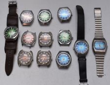 Twelve gentleman's wristwatches including Calverta Automatic, Genova, Asadko, Lubin etc, all with