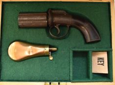 Unnamed six-shot double action bar hammer action pepperbox revolver with shaped wooden grips and 3