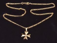 An 18ct gold necklace and pendant, 4g