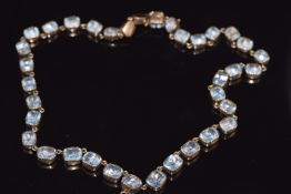 Georgian rose gold necklace set with foiled blue paste, 28.6, 38cm long