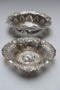 Victorian hallmarked silver bon bon dish with pierced and embossed decoration, Sheffield 1897, maker