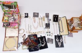 A collection of jewellery including new, amethyst and quartz bracelets, beads, etc