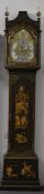 Late 18th / early 19thC Georgian longcase clock in Chinoiserie style painted lacquered case, the