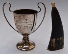 George V hallmarked silver twin handled trophy cup, Birmingham 1926, height 12cm, weight 68g,