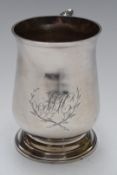 Hester Bateman Georgian hallmarked silver baluster tankard, London 1782, height 9.5cm, weight 176g