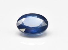 A loose 1.64ct oval cut natural sapphire, with certificate