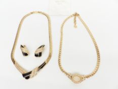 Two Christian Dior necklaces and a pair of Christian Dior earrings
