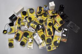 A large collection of air rifle and similar scope accessories including flip-open covers, Hawke