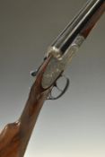 Laurona 12 bore side by side sidelock ejector shotgun with named and engraved lock, engraved trigger