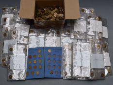 A large collection of bronze threepenny pieces 1937-1967, some in a Whitman folder, the others in